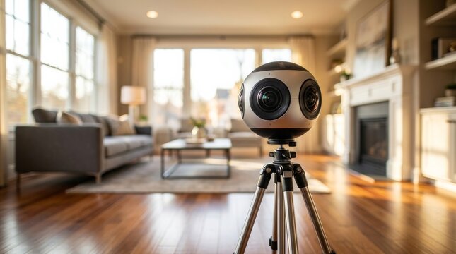 Creating virtual home tours using a 360 lens for modern living.