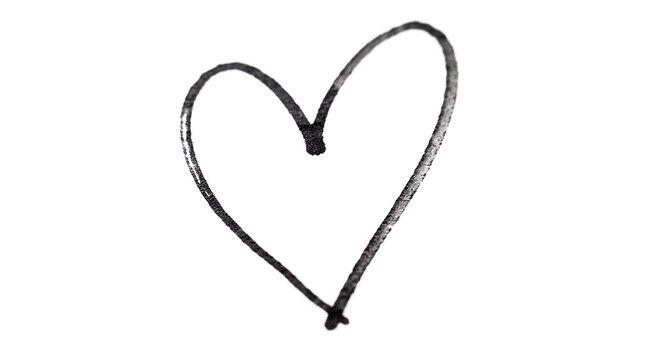 Hand drawn black heart symbol on a white background simple sketch illustration