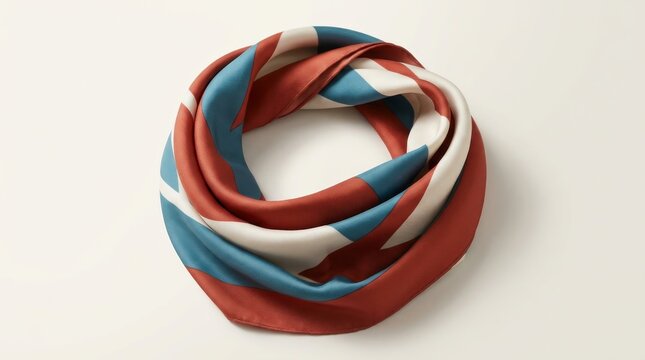 Ethereal silk scarf featuring a modern geometric pattern for product showcase.