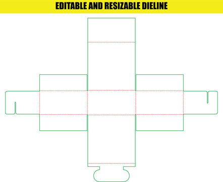 Flat structural box layout template for secure product packaging and professional retail commercial item presentation