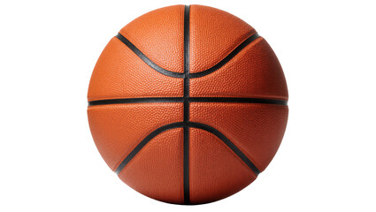 Fototapeta premium Orange textured basketball with black lines, isolated on transparent background