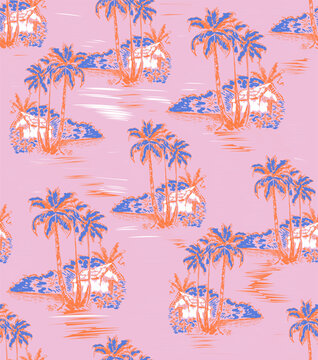 Seamless summer pattern design. hand drawing vector graphic tee shirt design. grill's fashion fabric. abstract vintage retro prints. tropical fashion design. summer vector graphics. 