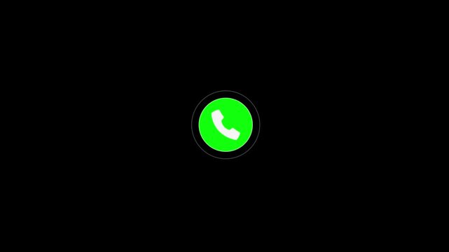 Green Phone Icon with Accept Call Button Animation
