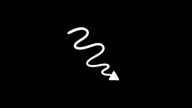 Set of different animated arrows pointing various directions hand drawn scribbled motion graphics.