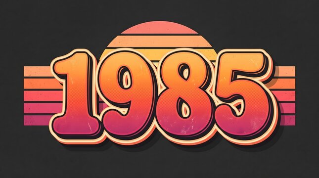 Retro 1985 number design with bold vintage typography and colorful eighties styling for birthday anniversary and nostalgia themes