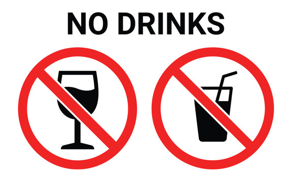 No drinks allowed sign vector icon set isolated on transparent background