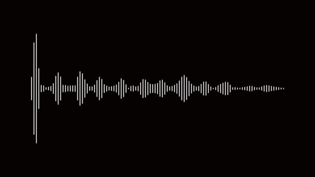 Audio Effect White Audio Waveform Spectrum, Sound Line Visualization, Voice Record Signal, Music Frequency Wave, Clean Overlay Motion, Smooth Digital Animation, 4K Black Background.