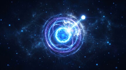 Fototapeta premium Abstract blue energy portal in deep space