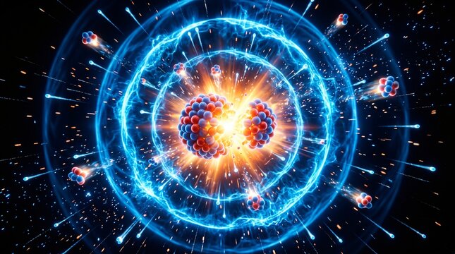 Atomic nuclear fission reaction with bright energy explosion