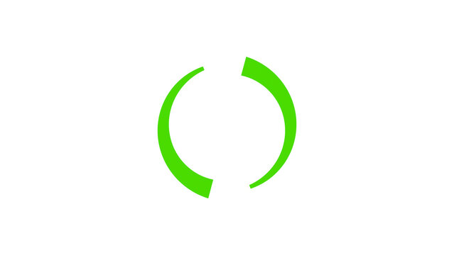 Bright green broken ring made of two curved arcs on white background
