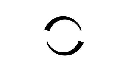Open circle formed by two tapered black arcs facing on transparent background © Karam