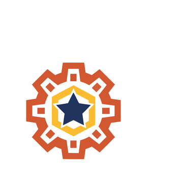 Gear and star logo