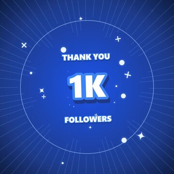 Thank you 1k followers celebration blue motion background graphic animation