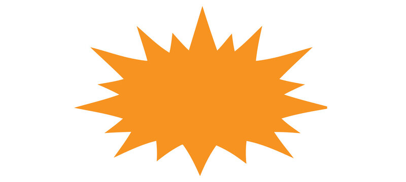 Orange starburst shape isolated on white background with starburst isolated sunburst explosion geometric background abstract