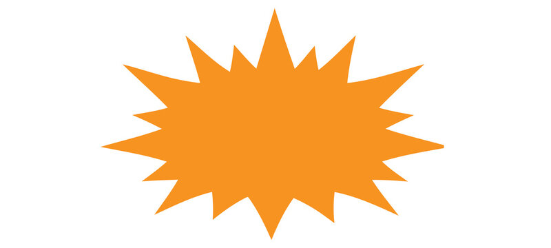Orange starburst shape isolated on white background with starburst isolated sunburst explosion geometric background abstract