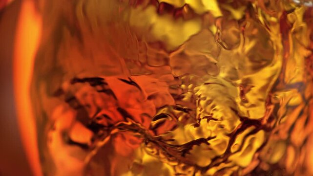 Super Slow Motion Shot of Waving Golden Liquid Background at 1000fps.