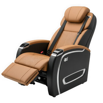 Modern brown and black leather massage chair for home relaxation and comfort
