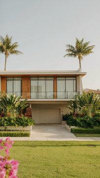 modern house with garden