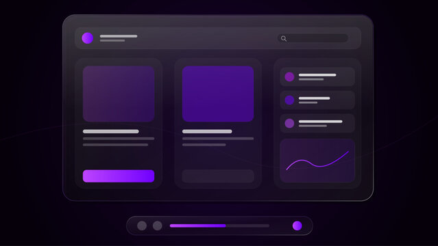 Dark Mode UI Dashboard Layout Vector Template for Modern Web Design and App Analytics Page