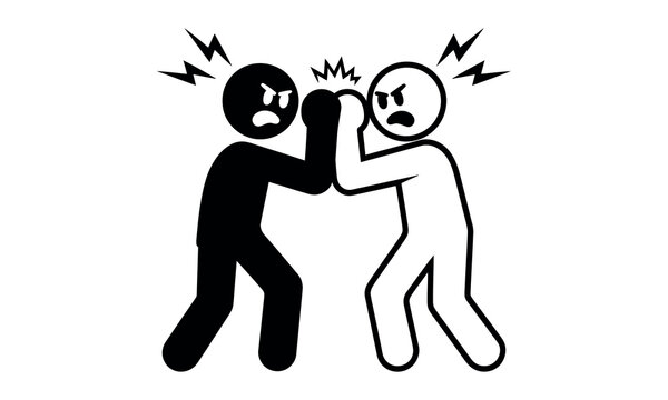 Two stick figure characters fighting with lightning bolts above heads
