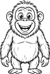 Obraz premium Cute funny cartoon gorilla ape character smiling happily illustration isolated
