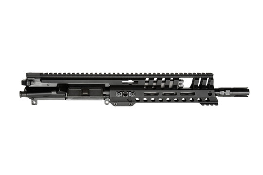 Tactical rifle barrel assembly white background
