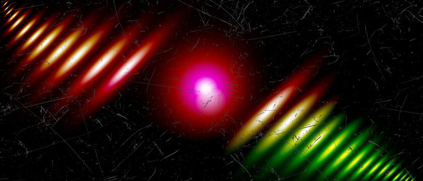 Abstract cosmic light beams converging on bright center