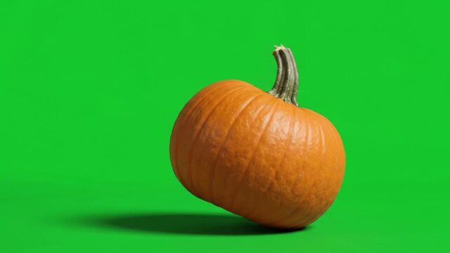 3d animation falling pumpkin on green screen for halloween.