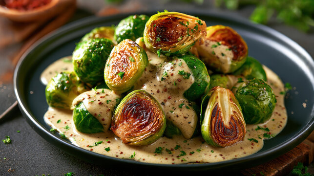 Brussels Sprouts in Creamy Mustard Sauce