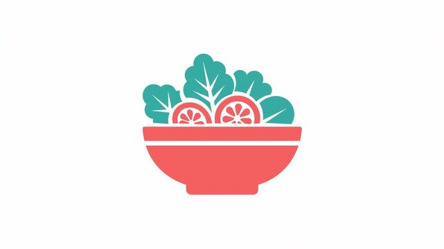 Fresh salad bowl with leafy greens in a clean simple vector style isolated on white background