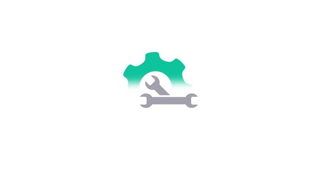 mechanical gear with wrench icon animation. service icon