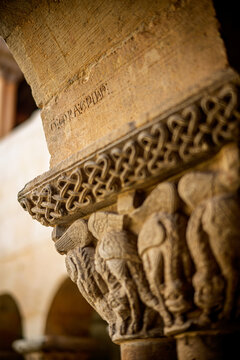 Ancient Stone Inscription on Romanesque Arch, Silos Monastery Cloister