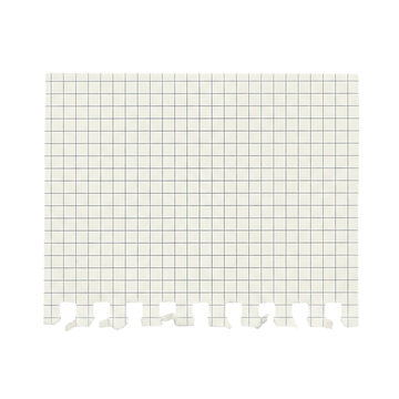 Blank Torn Grid Paper Note with Ripped Edges on Transparent Background