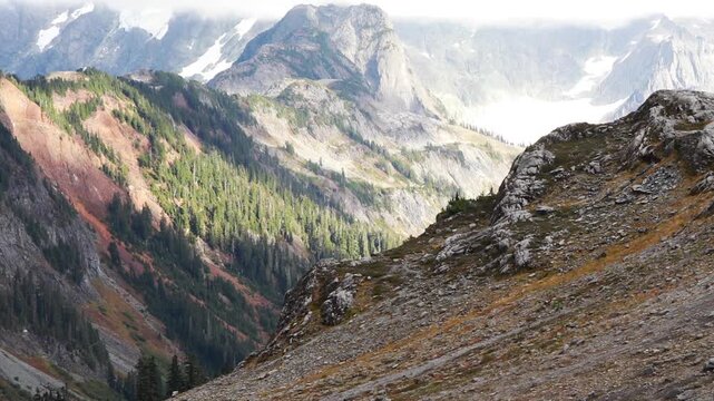 Mountain landscape in Mt. Baker-Snoqualmie National Forest, Washington. Stunning landscape view in the Artist Point area.