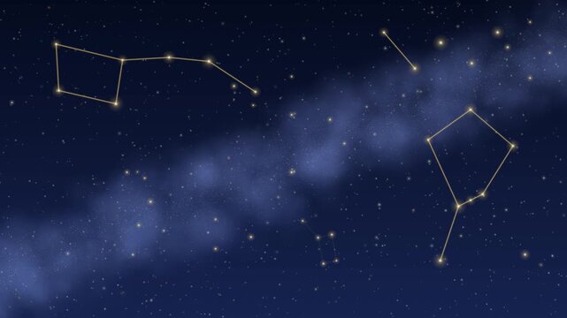 Celestial night sky with constellations and milky way nebula