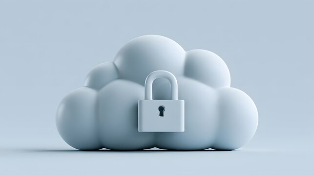 Secure cloud computing concept with a 3d padlock isolated on transparent background
