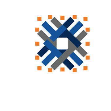 Abstract geometric pattern with interwoven lines and squares