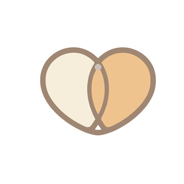 Stylized heart shape formed by two overlapping lobes