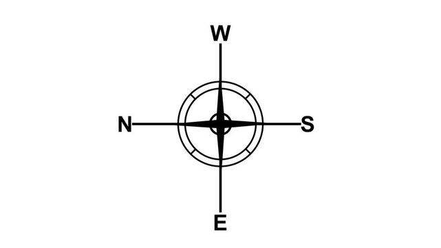 A minimalist black and white compass navigation icon featuring concentric circular rings, a central compass needle, and intersecting horizontal and vertical lines. 