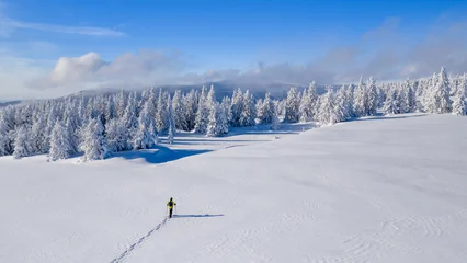 Winter Mountain Scenery with Man on Cross-Country Skis © Lukas Gojda