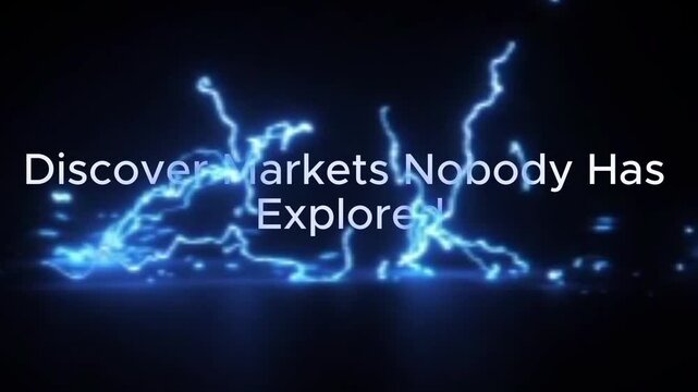 Lightning bolt graphic illustration over dark backdrop displaying discovery marketing copy space message for commercial digital media branding campaigns.