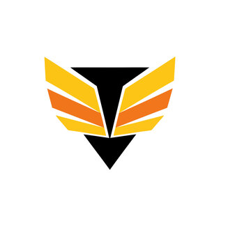 Abstract geometric logo with wings and triangle
