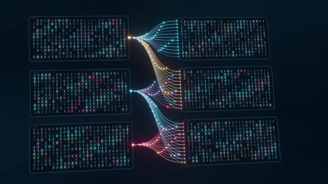 Flow data analytics big data visualization future technology communication network bg able to loop endless 4k