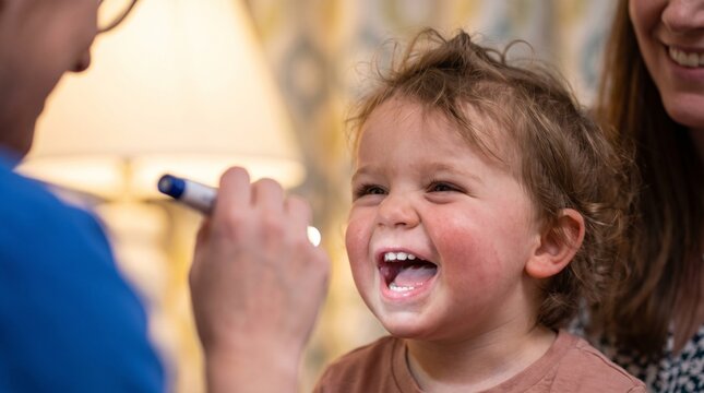 Child receiving medical examination with stethoscope during routine checkup