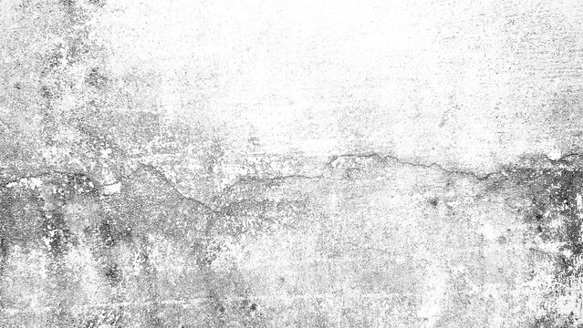Distressed White Concrete Wall Texture with Black Grunge Marks, Cracked Paint, Rough Surface and Vintage Weathered Effect. Vintage Distressed Concrete Texture with White Paint, Dark Scratches.