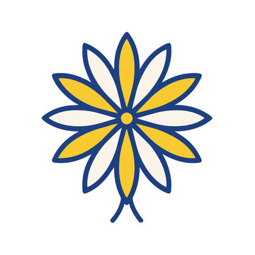 Stylized flower illustration with yellow and white petals