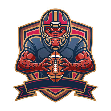 Fierce alligator american football player mascot vector illustration transparent background