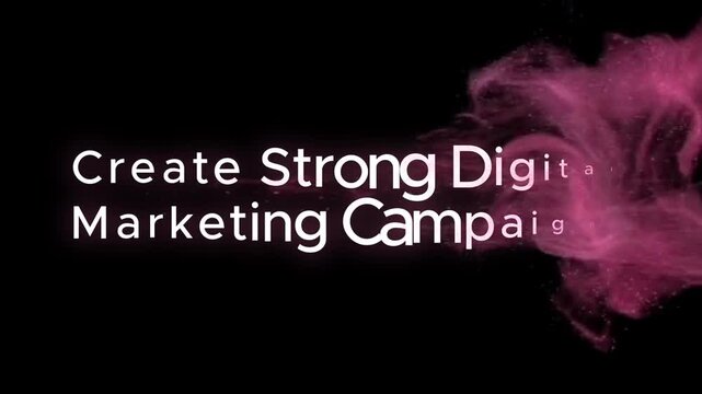 Marketing campaign phrase is displayed in white font next to a vibrant pink smoke cloud effect against a dark background to illustrate promotional advertising strategies and creative agency work.