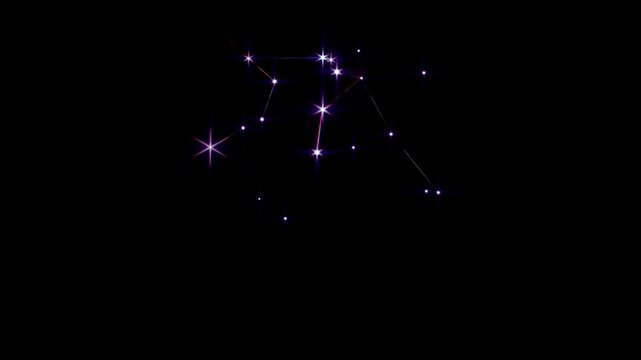 Animated Constellation Map with Purple and Blue Twinkling Stars in Deep Space Loop