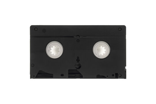 Black VHS videotape cassette isolated on white back